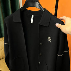 Embroidered Cardigan Men's Knitted Sweaters Spring/Autumn Lapel Sweater Jacket