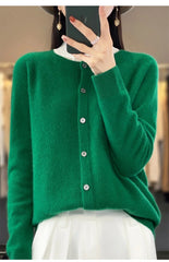 Spring and Autumn  New 100% pure merino cashmere sweater women's O-neck