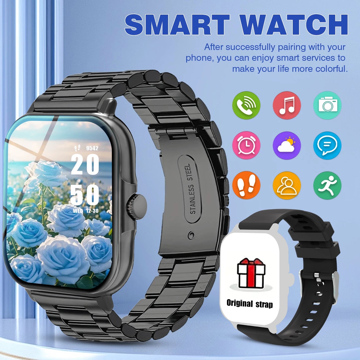 Outdoor sports smartwatch, wireless calling, information reminder, men's and women's multifunctional sports watch