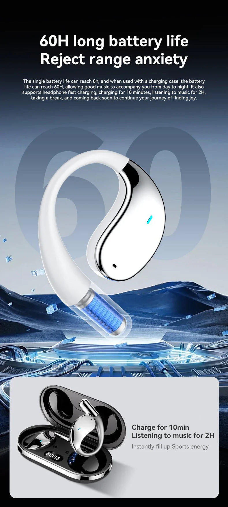 MZYMI Q39 AI Translation Wireless Earphone TWS Ear Hook Sport Running Bluetooth Headset ENC Noise Cancelling Headphone With Mic