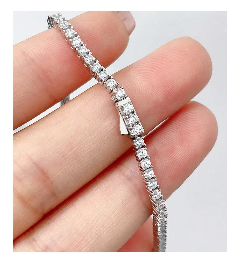 Luxury 2 2.5 3 4 5MM Full Moissanite Tennis Chain Couple Bracelets Plated Gold 925 Sterling Silver Jewelry Gift GRA Certified