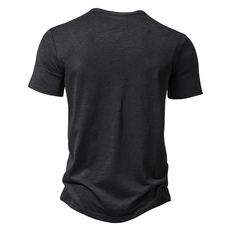 Henley Collar Summer Men Casual Solid Color Short Sleeve T Shirt for Men Polo men High QualityMens T Shirts