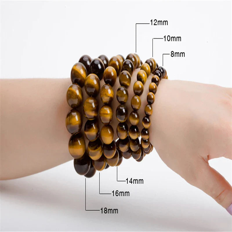 Fashion Tiger Eye Bracelet For Man Women Natural Stone Elastic Bracelet Female Male Glass Beaded Bracelet Heal Jewelry