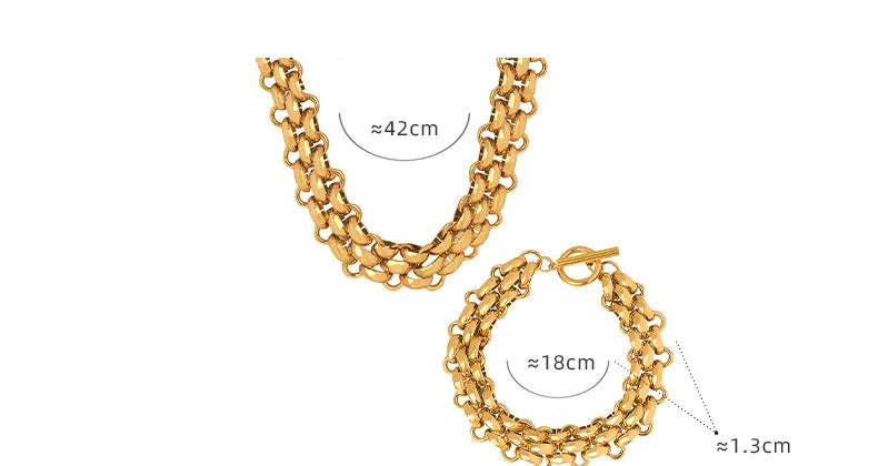 Buckle Stainless Steel Necklaces Bracelet For Women Men Personalized Hip Hop Rock