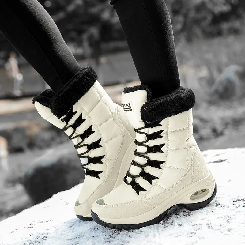 Moipheng Women Boots Winter Keep Warm Quality Mid-Calf Snow Boots