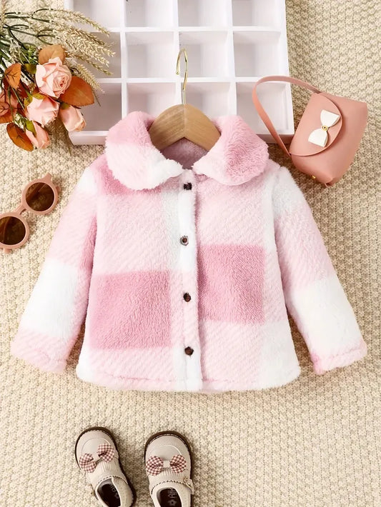 Fall  Girl Outfit Pink Arctic Fluffy Coat  Winter Casual Jacket Baby Clothing  Warm Top Cute