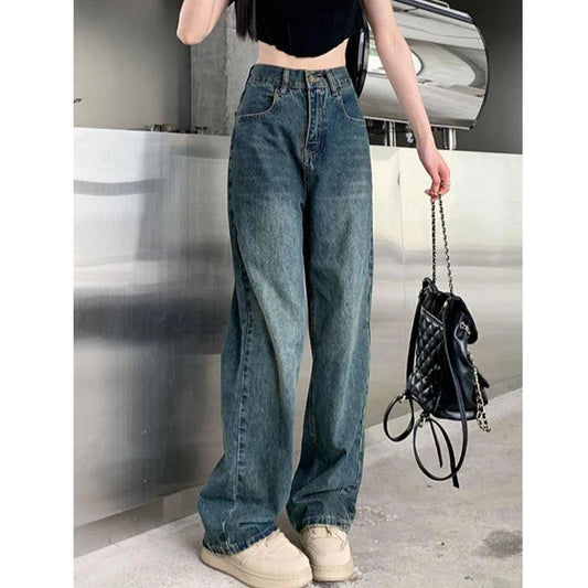 Wide Leg Jeans For Women High Waisted Contrasting Straight Leg Pant