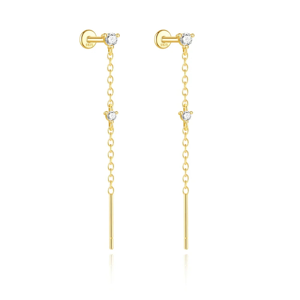 Aide 925 Sterling Silver Long Chain Tassel Baroque Irregular Pearl Dangle Earrings for Women C Shape Earrings Jewelry Pendientes