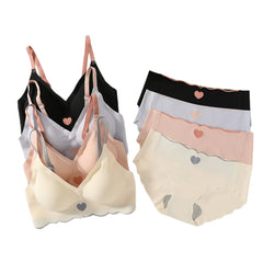 Seamless Bra Set Women Wireless Bras Lingerie Set Deep V Tops Soft