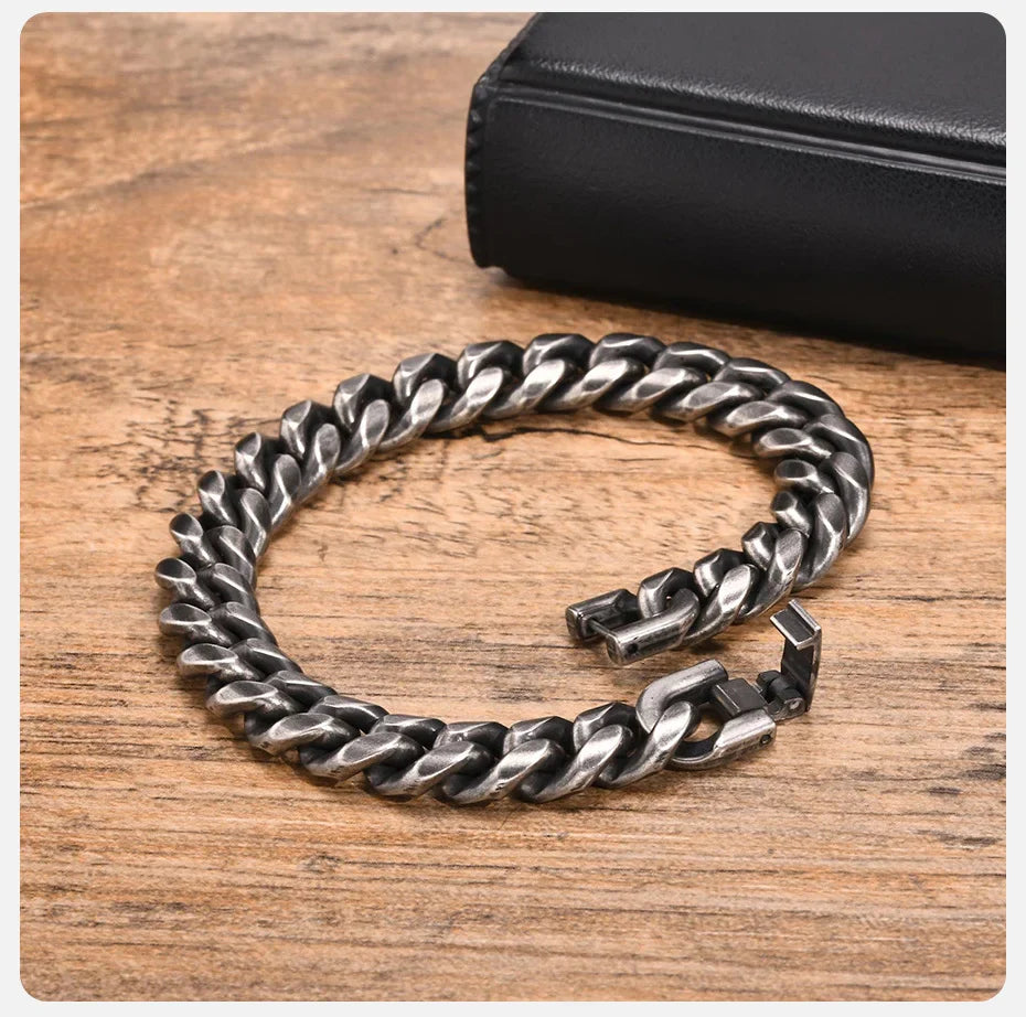 Vnox 18cm/20cm/22cm Stainless Steel Bold Cuban Bracelets for Men Women,6mm/8mm/10mm/12mm Width Miami Curb Links Wristband Gift