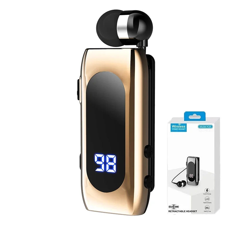 K55 Lavalier Business Bluetooth 5.2 Headphone Talk/music Time 20 Hours,led Digital Display,noice Cancelling Wireless Earphones
