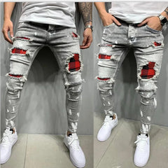 Hole European and American Fashion Streetwear Ripped Skinny Jeans