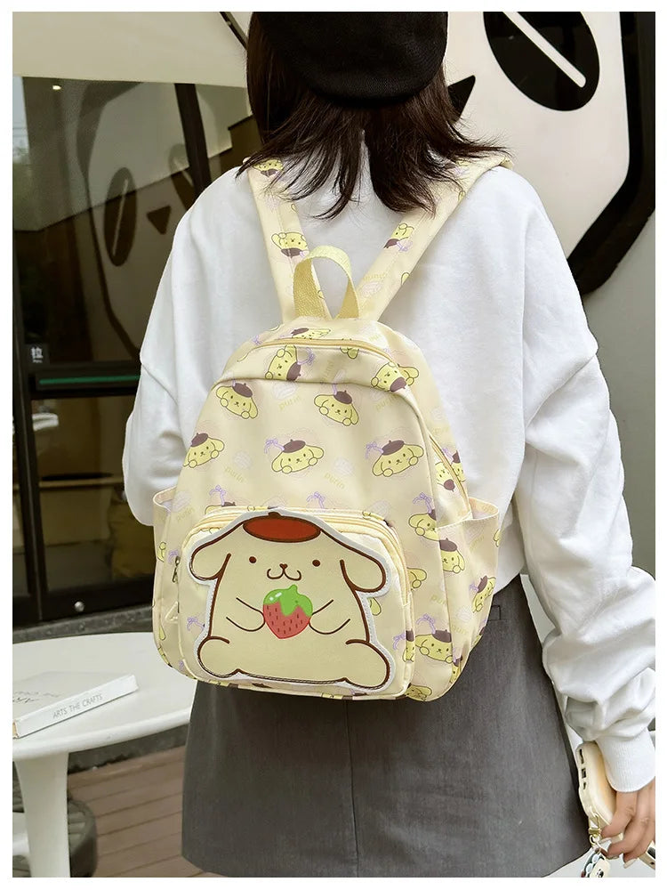Anime Cartoon Kuromi Melody Cinnamoroll Backpack Boys Girls Cartoon Hello Kitty Kawaii Canvas Fashion Children's Schoolbag