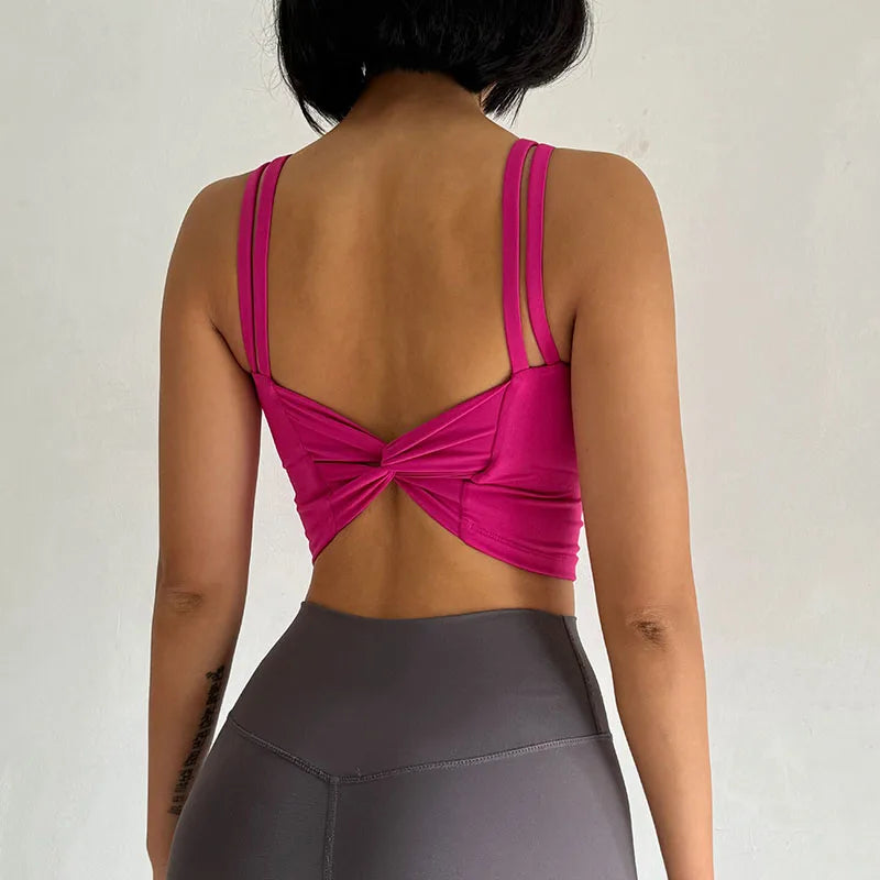 Women's Sports Bras Fitness Top, Sexy Lingerie, Push Up Fixed Pad, Yoga Bra