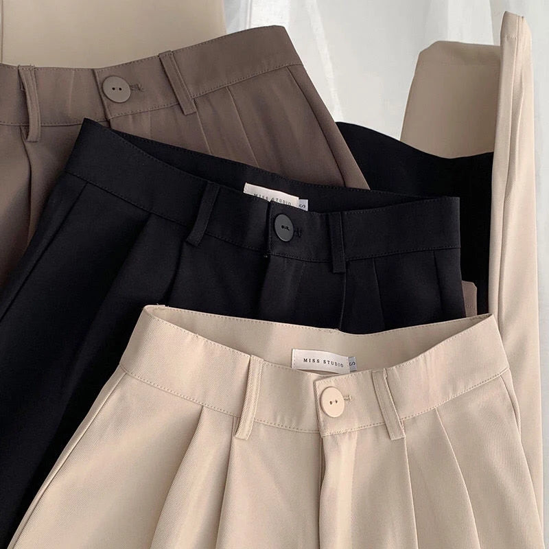 Women Suit Pants Fall Straight Office Ladies Korean Fashion Trousers Casual