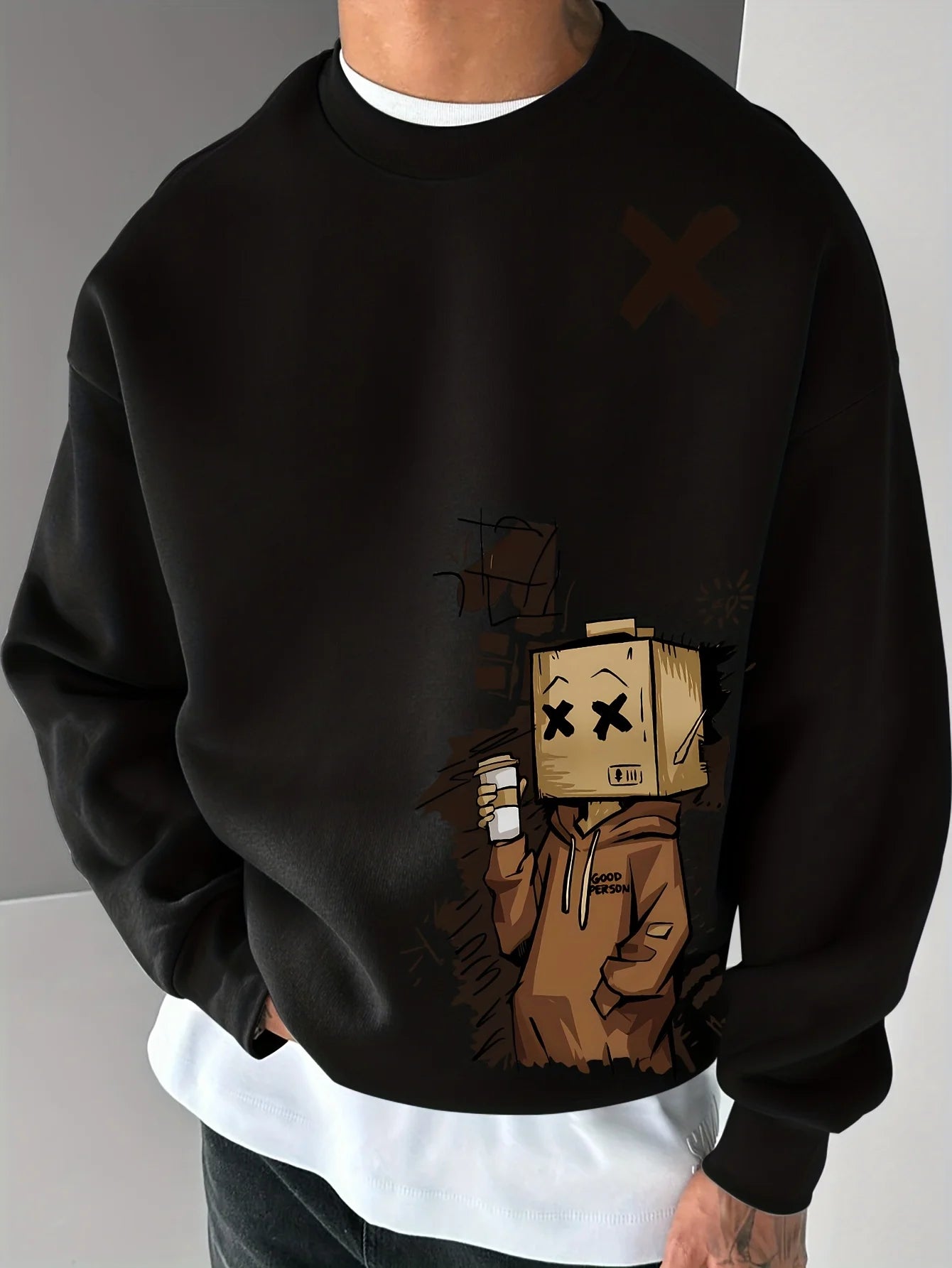 European and American Men's Autumn New Cartoon Printed Soft and Comfortable Hoodie Outdoor Street Style Long Sleeve