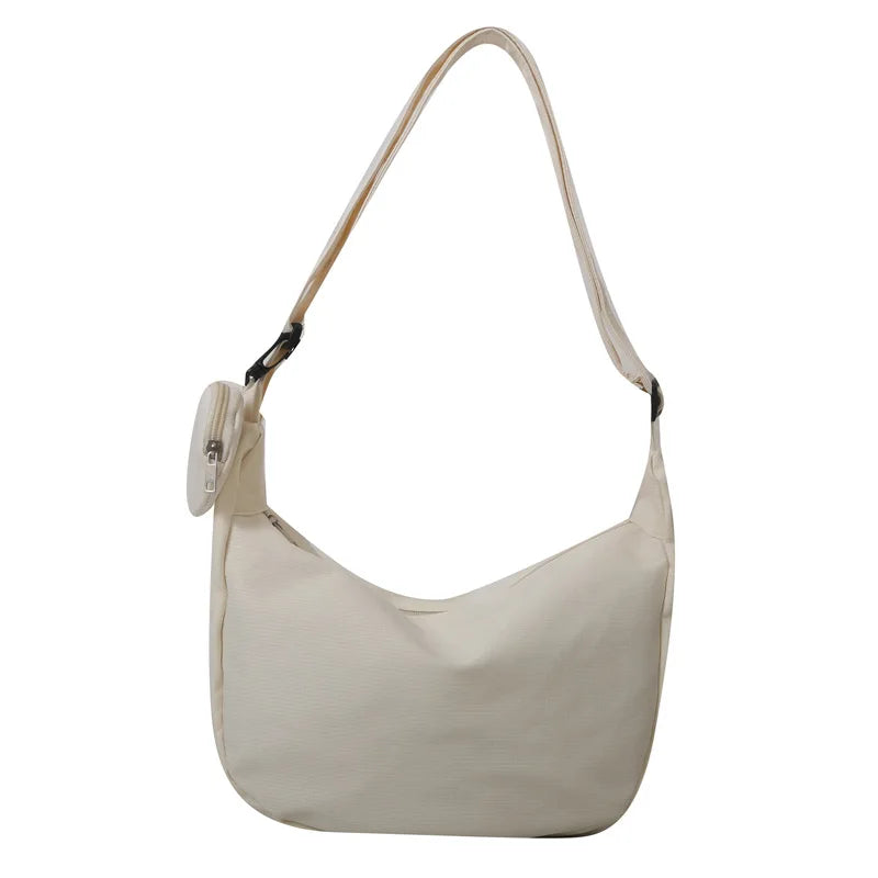 Women's Canvas Shoulder Bag Large Capacity Crossbody Chest Bag Casual Half Moon