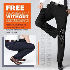 High Stretch Men's Classic Pants Summer Autumn Casual Pants Elastic High Waist