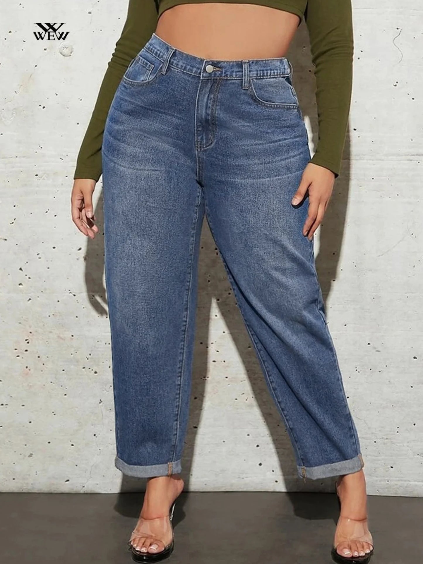Plus Size Washing Jeans for Women Harem Jeans Stretchy Loose Denim Lady Jeans Pants
