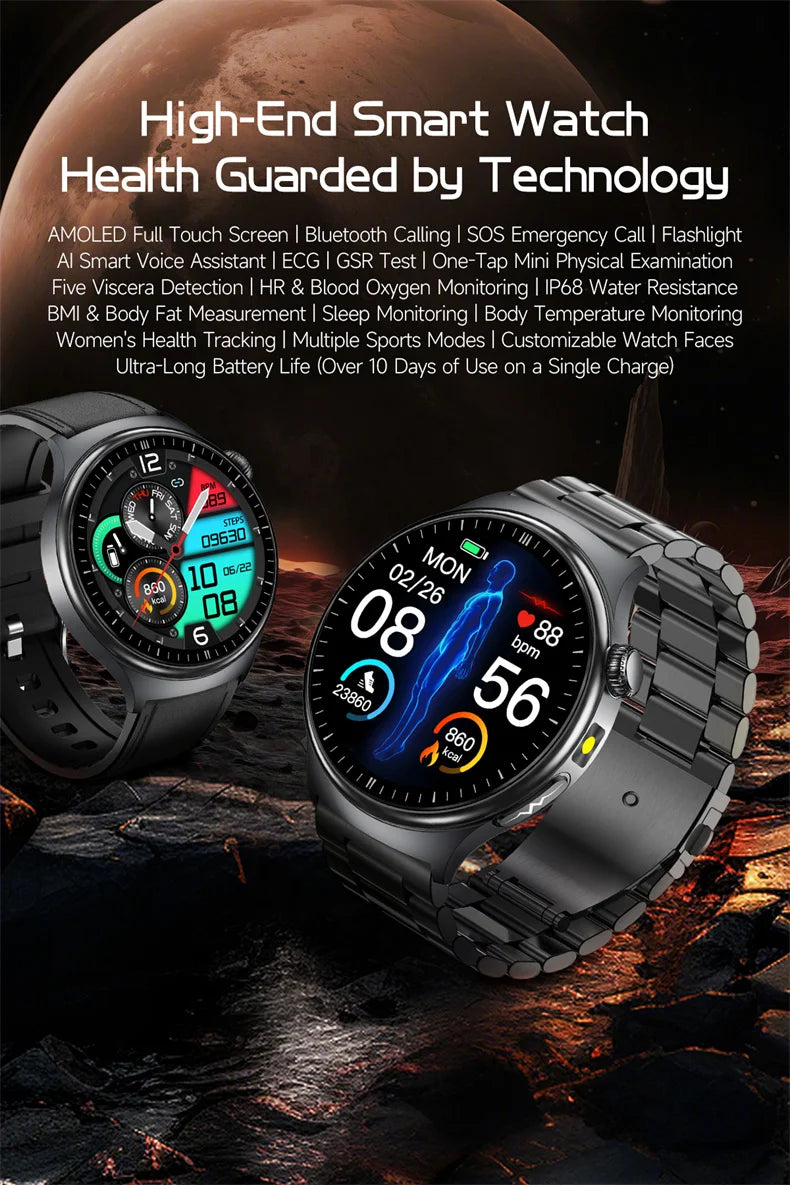 2026New Health Sport ECG AI Diagnosis Smart Watches Men Heart Rate Blood Pressure IP68 Waterproof Smartwatches For Men women