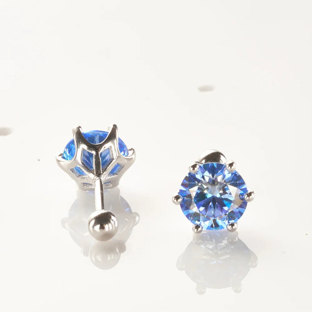 Gica Gema 0.5-2ct Moissanite Screw Stud Earrings D Color 925 Sterling Silver Diamond Earrings For Women Wedding Fine Jewelry