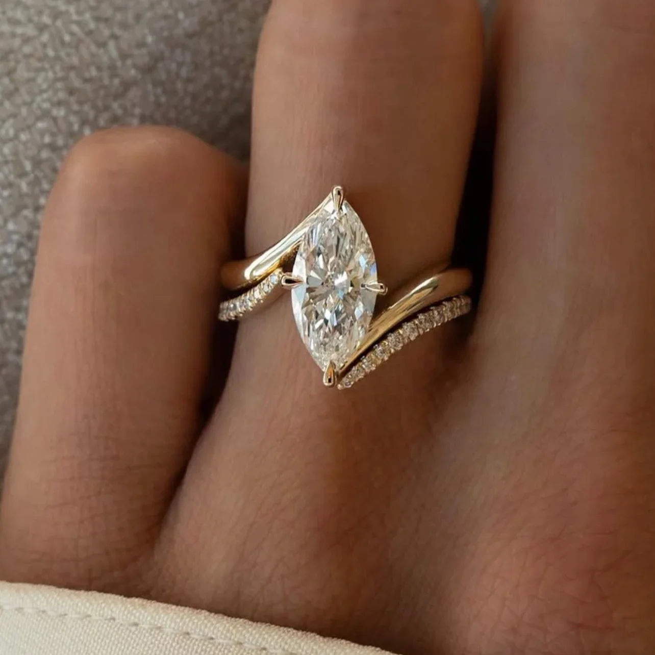 2PC 3CT Marquise Moissanite Bridal Wedding Set, S925 Sterling 925 Silver Anniversary Stackable Rings Fine jewelry
