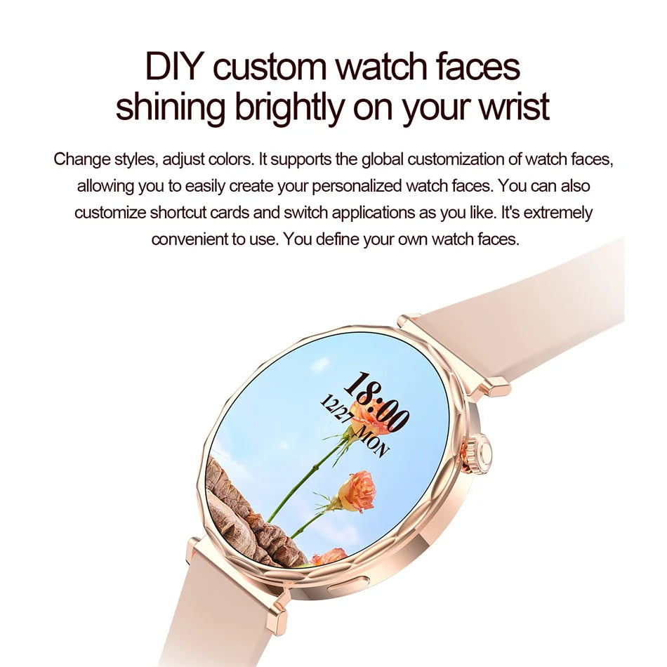 Fashion Women's Smart Watch AMOLED HD Screen Health Monitoring GPS Sports Track Watch Bluetooth Call Smartwatch Android IOS