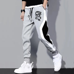 Men Casual Drawstring dragon print Pants Jogger Pants Sweatpants Running Pants