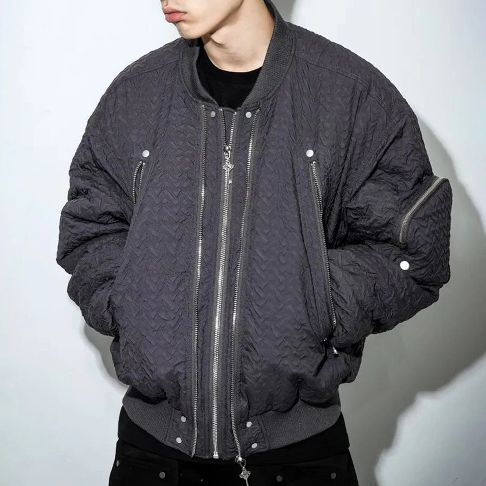 Aviator Style Jacket Retro Winter And Autumn Zipper Fashion Trendy Wrinkled Niche Men