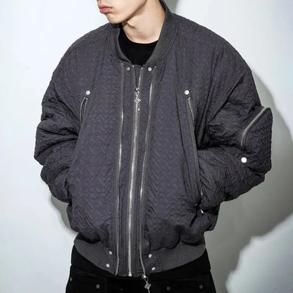 Aviator Style Jacket Retro Winter And Autumn Zipper Fashion Trendy Wrinkled Niche Men