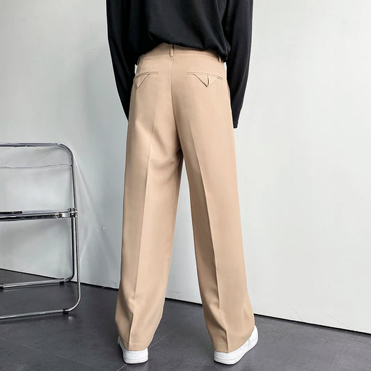 Solid Color Formal Suit Pants Men Korean Fashion Loose Casual Pants Men