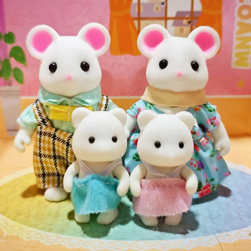 Forest Family Reindeer Rabbit Panda Animal Simulation Dollhouse Furniture Toy Set House Accessories Christmas Gifts for Kids
