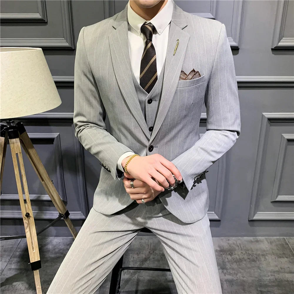 Tuxedo for Mens: Men's Fashion Boutique Striped Wedding Dress Suit Three Piece