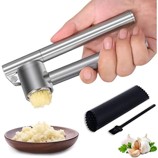 304 Stainless Steel Garlic Press Tools Detachable Peeling Garlic Grinding Slicer Chopper