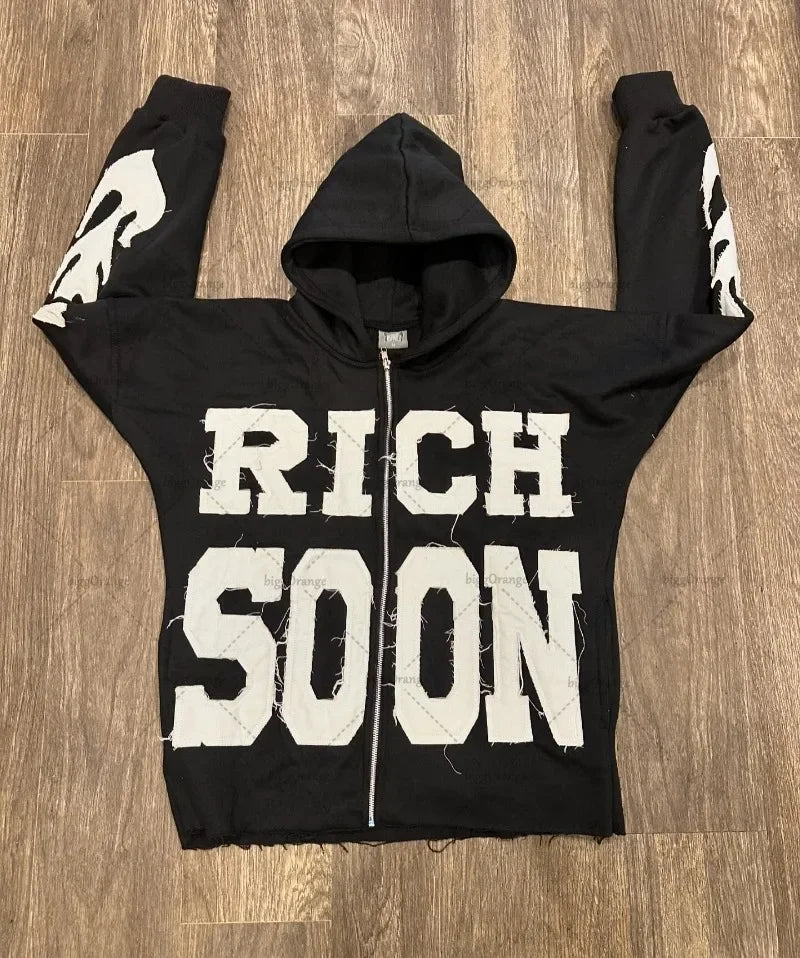 Y2k Harajuku Retro Trendy Brand Letter Embroidery Oversized Sweatshirt Women