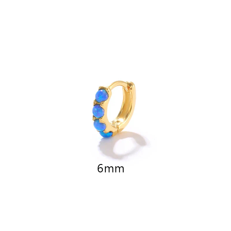 ROXI 6/8/10mm Size Opal Round Hoop Earrings For Women 925 Sterling Silver Circle Earrings Jewelry Bohemia Pendiente Plata 1piece