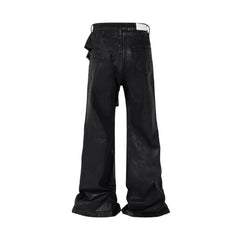 Y2k Streetwear Wax Leather Stretch Jeans for Men and Women Ropa