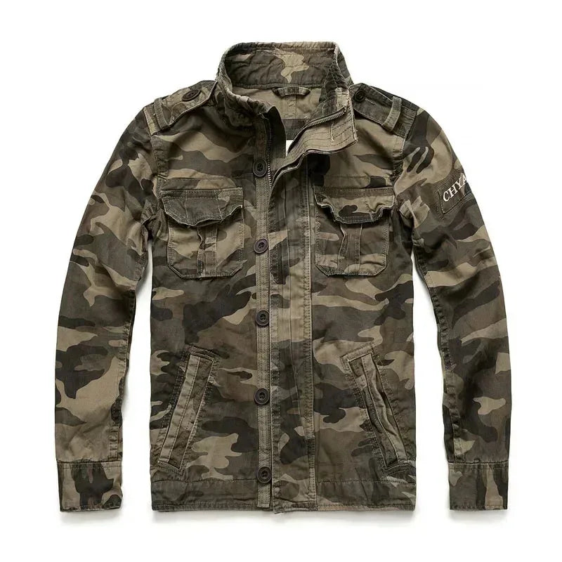 Men Jacket Men M65 Denim Retro Cargo Jacketes Outdoor Multi Pockets Camo Tops