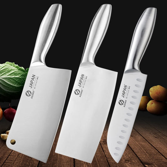 1-7pcs Chef Knife Set Hollow Handle Knife Set Stainless Steel Household Slicing Kitchen