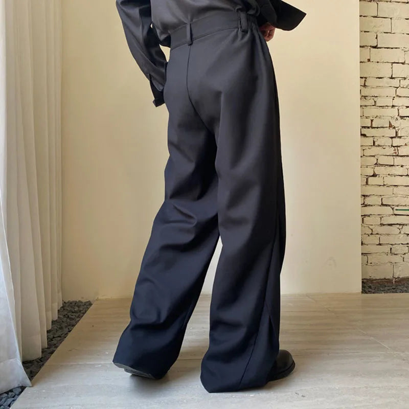 Personalized Pleated Niche Design Wide Leg Trend Versatile Korean Style Casual Pant