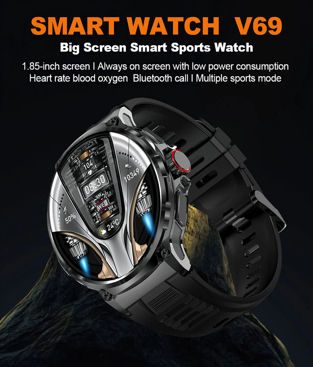 COLMI V69 1.85 Inch HD Bluetooth Call Smart Watch Men Sports Fitness Tracker Heart Monitor 710mAh Smartwatch For XIAOMI Android