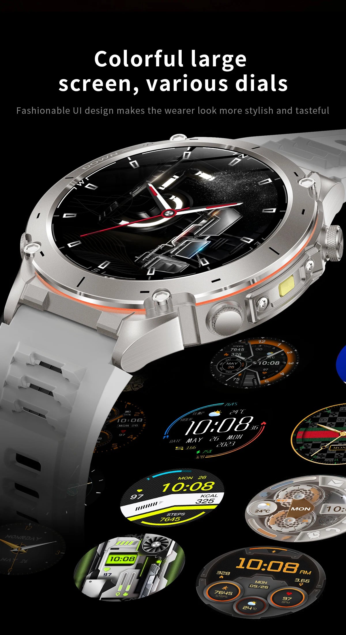 2025 Upgraded New Outdoors Sports Military GPS Smart Watch 10ATM Waterproof 730mAh High Battery Compass NFC HD BT Call Men Watch