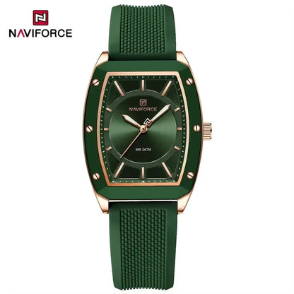 NAVIFORCE Top Brand Women Tonneau Watches Fashion Ladies Quartz Watch Silicone Strap Gift Female Wristwatch Relojes Para Mujer