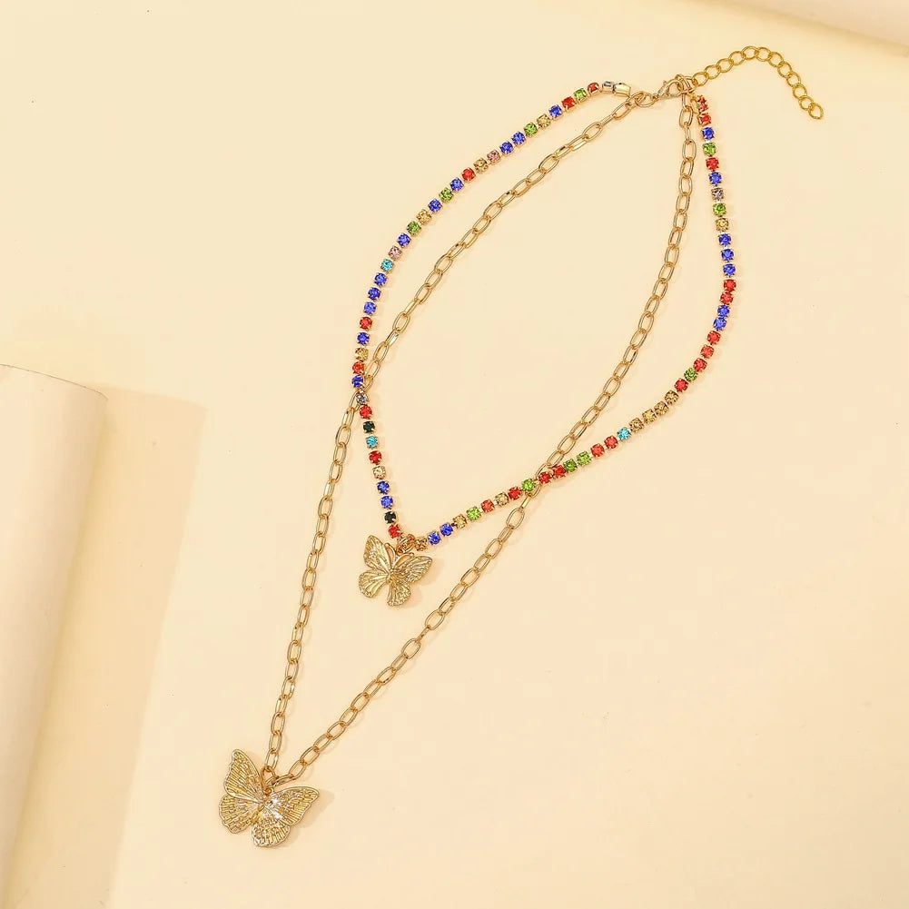 Vintage Butterfly Necklace Women Golden Stainless Steel Blade Snake Chains Aesthetic Charms Choker Women jewelry Gift To Mujer