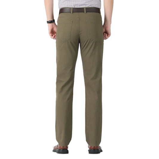 Dayton Olive Stretch Chinos:Mens Suit Pants Cotton Casual Stretch Male Trousers