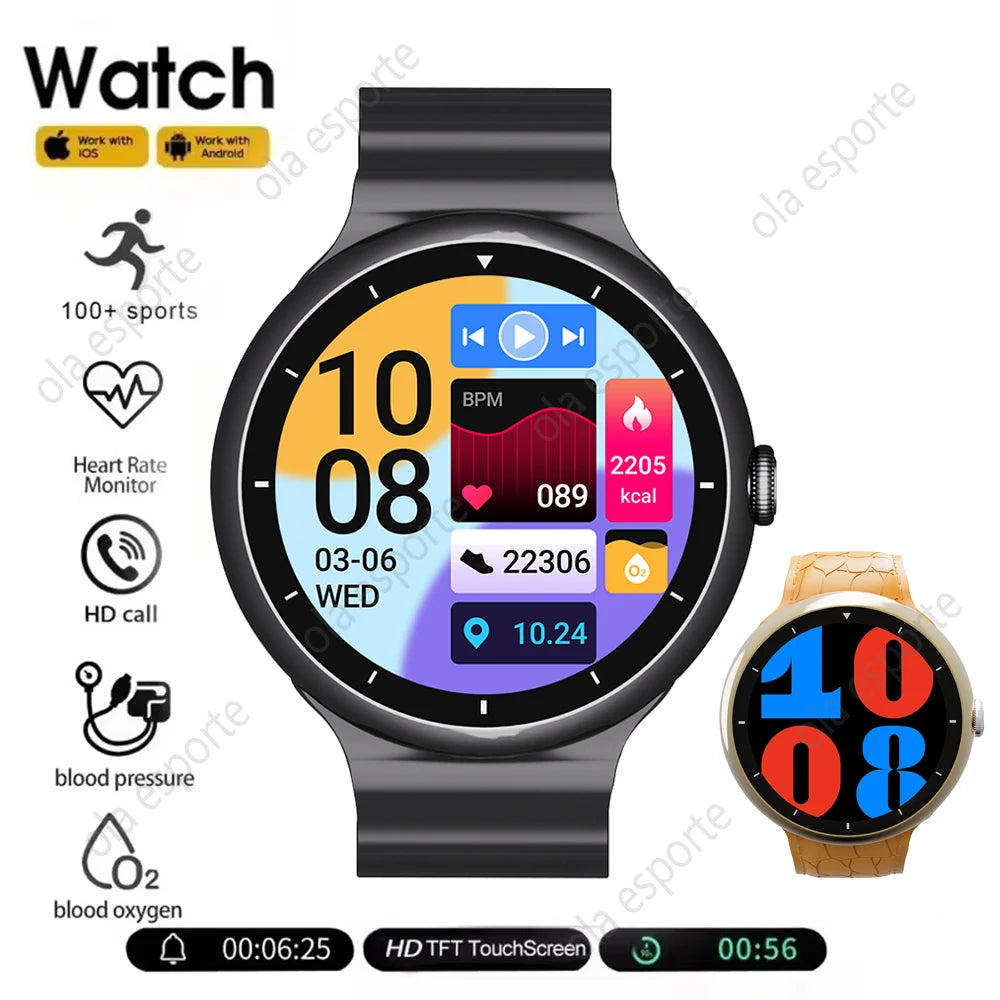 New Smart Watch Women AMOLED Screen Bluetooth Call NFC GPS Tracker Compass Sport Watches Fitness Clock Men Smartwatch Waterproof