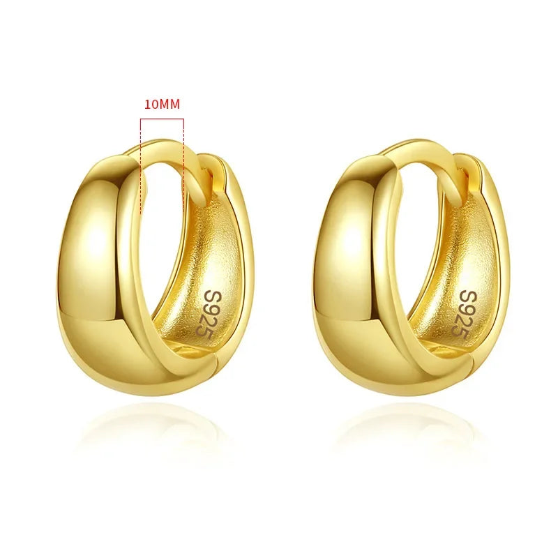TrustDavis Real 925 Sterling Silve Fashion Inside Diameter 6 7 8 9 10mm Hoop Earrings For Women Men Personality Jewelry DG0132