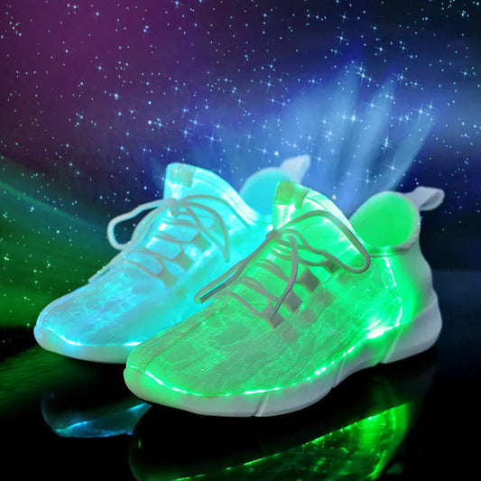 Summer Boy Adults Luminous Glowing Sneakers Led Fiber Optic Shoes for Girls Boys Men Women USB Recharge Glowing Sneakers