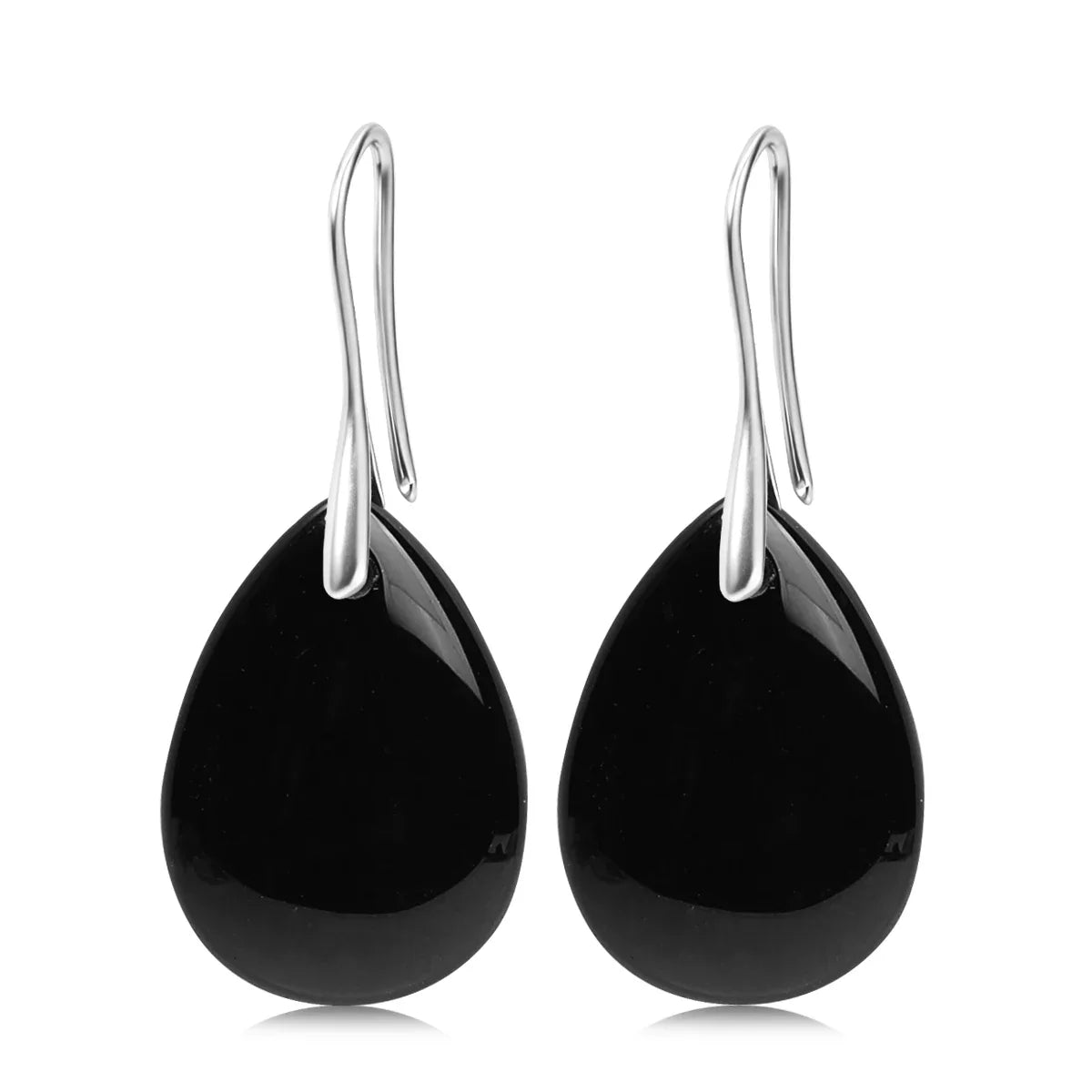 Natural Stone Pendant Women's Teardrop Earrings Elegant Gem Jewelry Creative Gift Black Obsidian Amethyst Rose Quartz Earrings