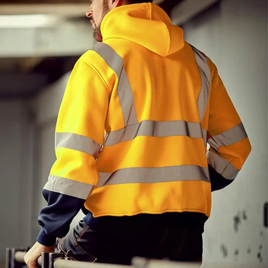 Winter Work Safety Coat Reflective Hoodie Reflective Strip Men's Hoodie Coat